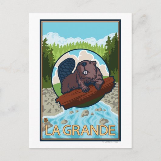 La Grande, OregonBeaver und Bäume Postkarte (Vorderseite)
