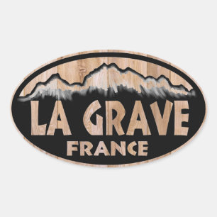 La Grave France Holzaufkleber Ovaler Aufkleber