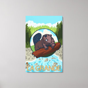 La groß, OregonBeaver und Bäume Leinwanddruck