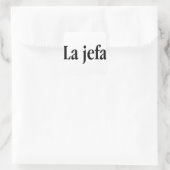 La jefa quadratischer aufkleber (Tasche)