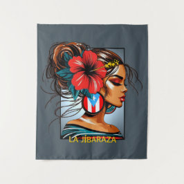 La Jíbaraza 11 – Puerto Rican Jíbara Art • Boricua Wandteppich