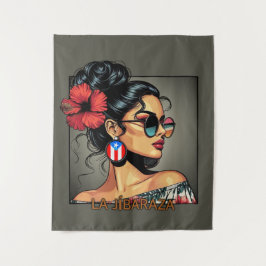 La Jíbaraza 12 – Puerto Rican Jíbara Art • Boricua Wandteppich