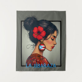 La Jíbaraza 14 – Puerto Rican Jíbara Art • Boricua Wandteppich