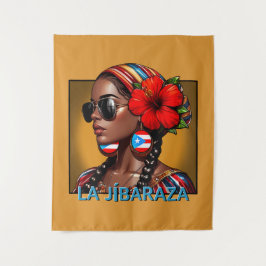 La Jíbaraza 4 – Puerto Rican Jíbara Art • Boricua Wandteppich