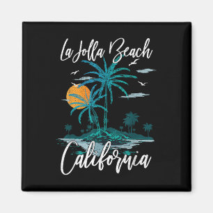 La Jolla Beach California Palm Tree Summer Family Magnet