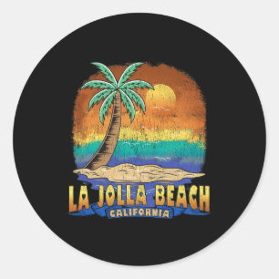 La Jolla Beach Kalifornien Vintage Not leidende Se Runder Aufkleber