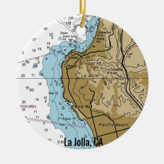 La Jolla CA Chart Keramik Ornament (Vorne)