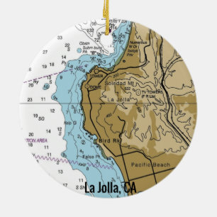 La Jolla CA Chart Keramik Ornament