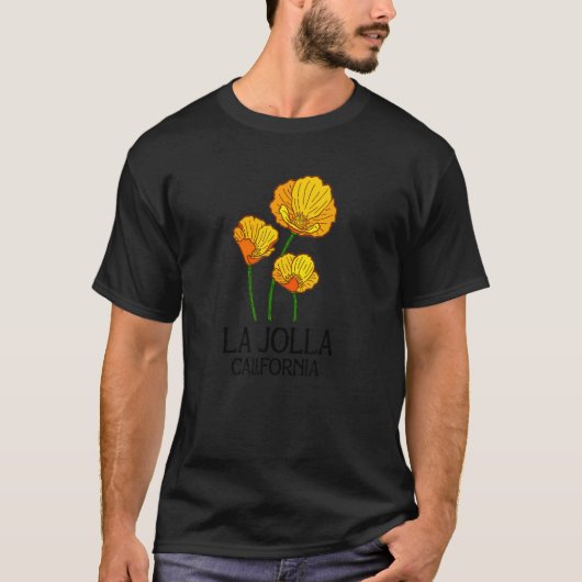 La Jolla California CA Poppy Blume Staat Stadt Vin T-Shirt (Vorderseite)