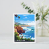 La Jolla Cove California Vintage Postkarte (Stehend Vorderseite)