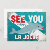 La Jolla Dolphin - Retro Vintage Reise Postkarte (Vorne/Hinten)