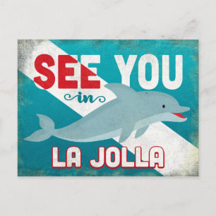 La Jolla Dolphin - Retro Vintage Reise Postkarte