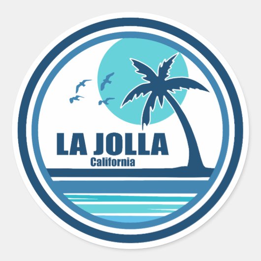 La Jolla Kalifornien Palme Vögel Runder Aufkleber (Vorderseite)