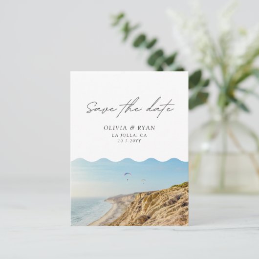 La Jolla Save the Date Postcard Torrey Pines Postkarte (Stehend Vorderseite)