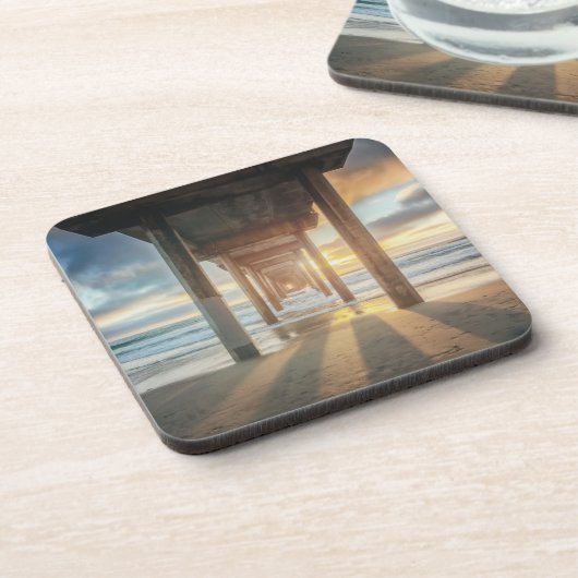 La Jolla, Scripps Pier an Sonnenuntergang | San Getränkeuntersetzer (Linke Seite)