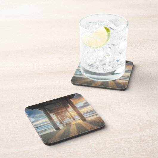 La Jolla, Scripps Pier an Sonnenuntergang | San Getränkeuntersetzer (Rechte Seite)