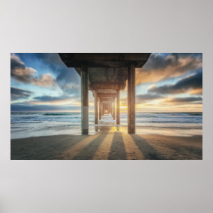 La Jolla, Scripps Pier an Sonnenuntergang   San Poster