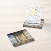 La Jolla, Scripps Pier an Sonnenuntergang | San Rechteckiger Pappuntersetzer (Vor Ort)