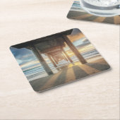 La Jolla, Scripps Pier an Sonnenuntergang | San Rechteckiger Pappuntersetzer (angewinkelt)