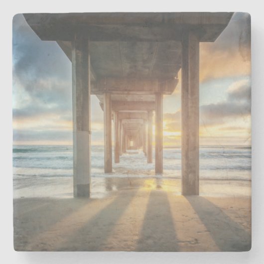 La Jolla, Scripps Pier an Sonnenuntergang | San Steinuntersetzer (Vorderseite)