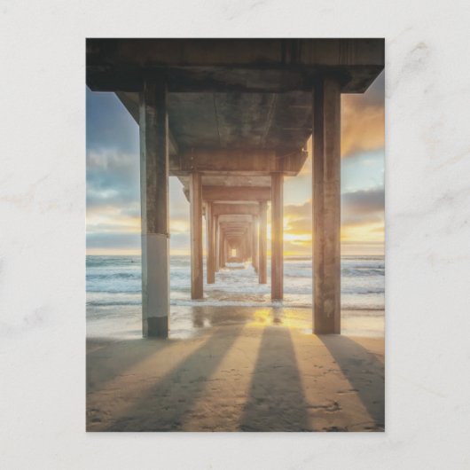 La Jolla, Scripps Pier bei Sonnenuntergang | San D Postkarte (Vorderseite)