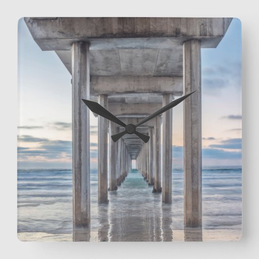La Jolla, Scripps Pier Quadratische Wanduhr (Vorderseite)