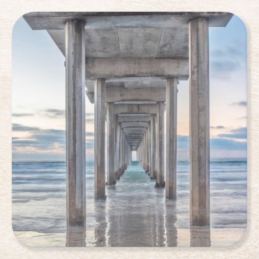 La Jolla, Scripps Pier Rechteckiger Pappuntersetzer (Vorderseite)