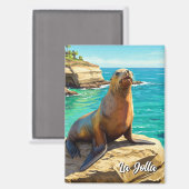 La Jolla Sea Lion California Magnet (Vorderseite/Rückseite)