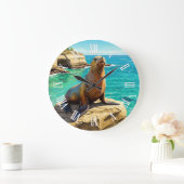 La Jolla Sea Lion California Travel Große Wanduhr (Zuhause)