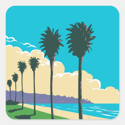 La Jolla Shores Beach Quadratischer Aufkleber (Vorderseite)
