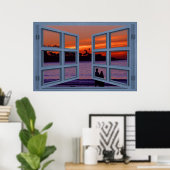 La Jolla Sunset Blue 6 Pane Open Window Poster (Heimbüro)