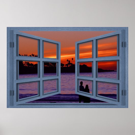 La Jolla Sunset Blue 6 Pane Open Window Poster (Vorne)