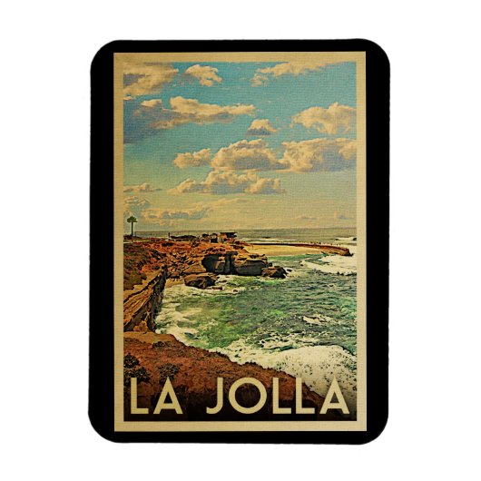 La Jolla Vintage Reise - Kalifornien Küste Magnet (Vertikal)