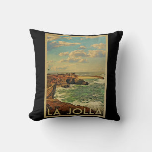 La Jolla Vintage Travel - Kalifornische Küste Kissen