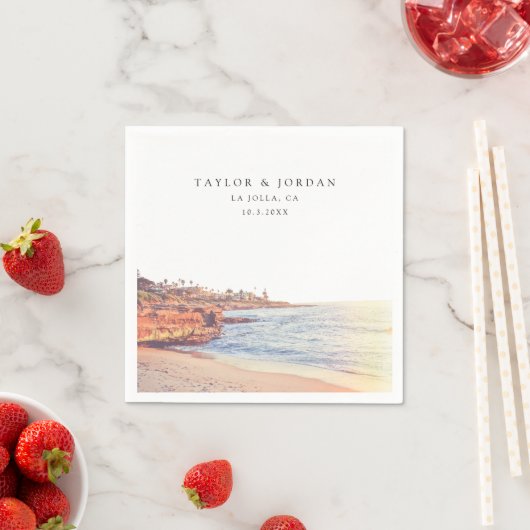 La Jolla Wedding Custom Paper Cocktail Napkin Serviette (Beispiel)