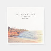 La Jolla Wedding Custom Paper Cocktail Napkin Serviette (Vorderseite)
