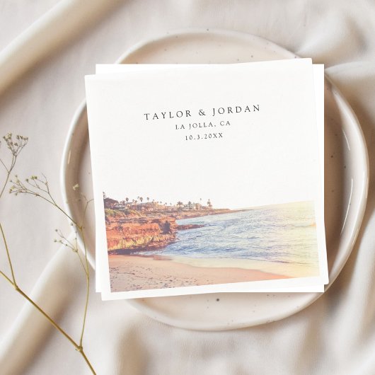 La Jolla Wedding Custom Paper Cocktail Napkin Serviette