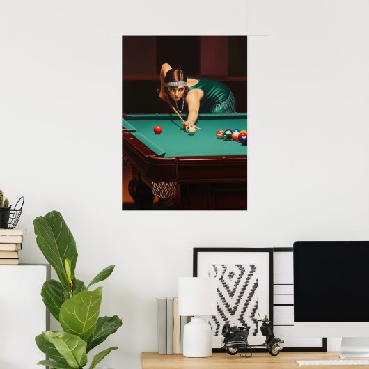 LA JOUEUSE DE BILLARD (The Billiards Player) Poster (Heimbüro)