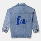 ,la Kamala comma aussprechen blauen Text Jeansjacke (Rückseite)