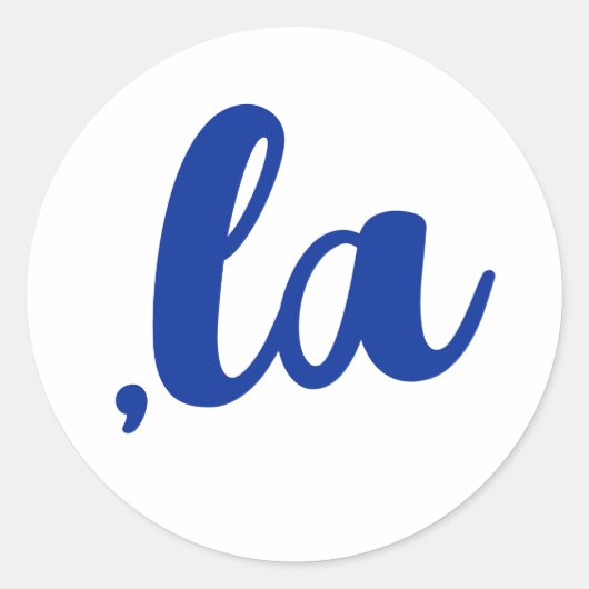 ,la Kamala comma aussprechen blauen Text Runder Aufkleber (Vorderseite)