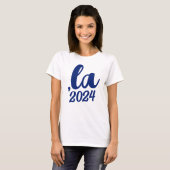 ,la Kamala comma pronounce 2024 blauer Text T-Shirt (Vorne ganz)