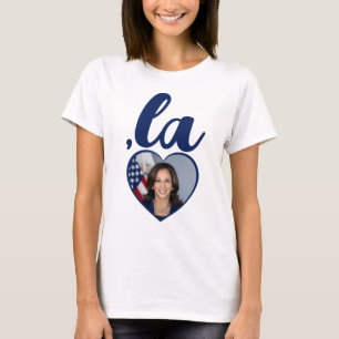 ,la KAMALA Foto Herz blau Demokrat Text T-Shirt