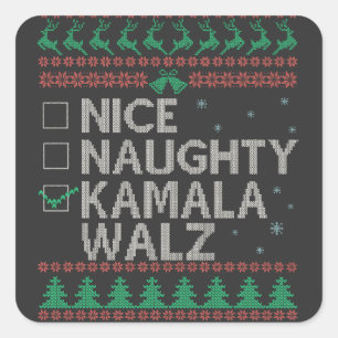 La Kamala Harris Ugly Christmas Sweater-Wahl Quadratischer Aufkleber