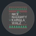 La Kamala Harris Ugly Christmas Sweater-Wahl Runder Aufkleber<br><div class="desc">Kamala harris,  hässlicher Weihnachtspulli,  Weihnachtswahl,  Weihnachten 2024,  Strickgrafik,  festlicher Strick,  Spaß,  Weihnachtsfeier,  Kamala-Anhänger,  Harris-Kampagne,  hässliche Weihnachten,  politische Weihnachten,  Strickliebhaber</div>