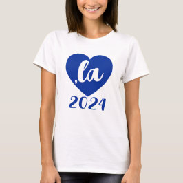,la KAMALA heart 2024 blue script text T-Shirt
