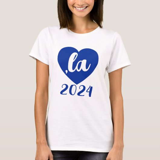,la KAMALA heart 2024 blue script text T-Shirt (Vorderseite)