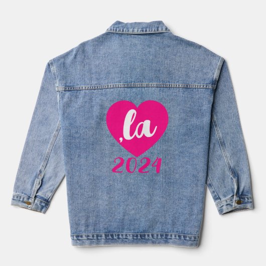 ,la KAMALA heart 2024 hot rosa Skripttext Jeansjacke (Rückseite)