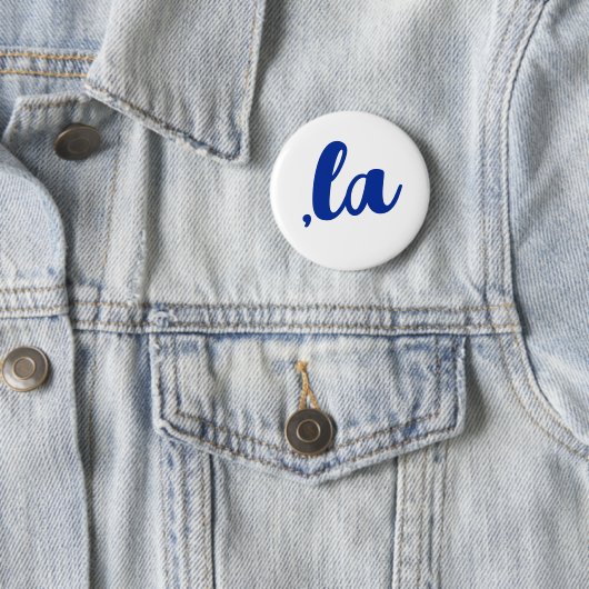 "la Kamala Komma ausgesprochen blauer Text" Button (Beispiel)