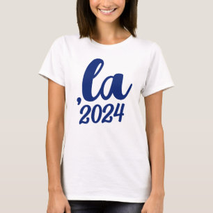 ,la Kamala Komma Aussprache 2024 blaue Text T-Shirt