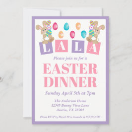 La La Easter Bunny Easter Dinner Invitation Einladung